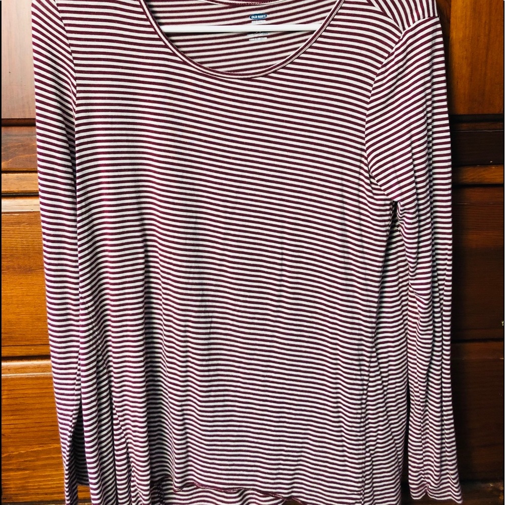 Red and white long sleeve